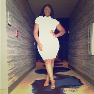 White plus size bodycon dress
